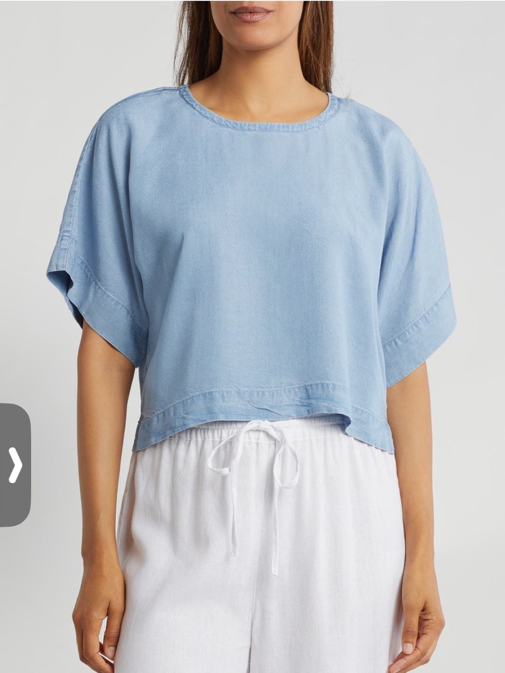 DKNY Light Blue Cropped Boxy Short-Sleeve Top NWT Soft denim sold out Medium